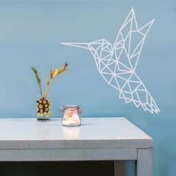 Geometric Hummingbird Vinyl Wall Decal - Modern Bird Stickers - thumbnail 3