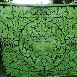 Green Man Tapestry, Double/King Size Wall Hanging, Bohemian Decor - thumbnail 2