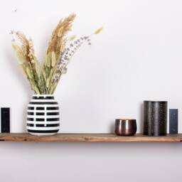 Acacia Wall Shelves, Kitchen Hanging Shelf, Dark Wood Bookcase, Black L Bracket - thumbnail 3