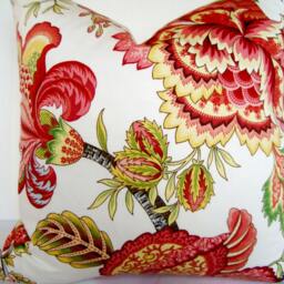 Robert Allen Jacobean Floral Pillow Cover Red Hot Pink, Designer Cushion Covers - thumbnail 2