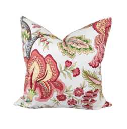 Robert Allen Jacobean Floral Pillow Cover Red Hot Pink, Designer Cushion Covers