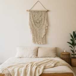 Macrame Wall Hanging Tribal Boho Tapestry Cotton Bedroom Decor - thumbnail 4