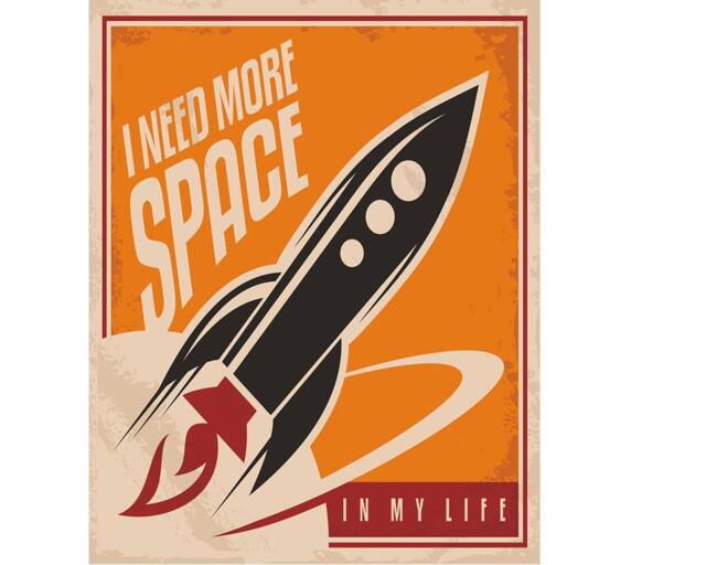 I Need More Space in My Life Rocket Vintage Enamel Metal Tin Sign Wall Plaque