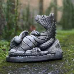 Stone Relaxing Dragon Sculpture Concrete Animal Decoration Cement Baby Statue Mythical Figure Laying Wings Decor Gift - thumbnail 3