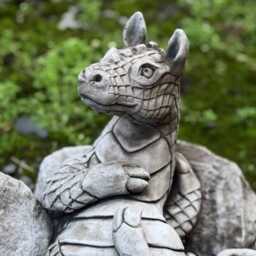 Stone Relaxing Dragon Sculpture Concrete Animal Decoration Cement Baby Statue Mythical Figure Laying Wings Decor Gift - thumbnail 2