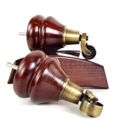 Solid Wood Furniture Feet 2 With Antique Brass Castors Curved Back Legs 140mm High For Sofas Chairs Stools Cabinets & Beds M8 - thumbnail 4