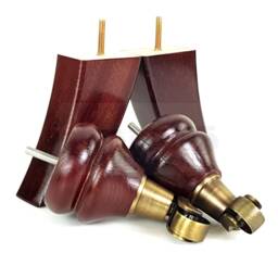 Solid Wood Furniture Feet 2 With Antique Brass Castors Curved Back Legs 140mm High For Sofas Chairs Stools Cabinets & Beds M8 - thumbnail 2