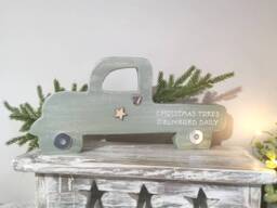 Christmas Decorations, Wooden Truck, Decor, Primitive Christmas, Home Styling Tray, Rustic - thumbnail 1