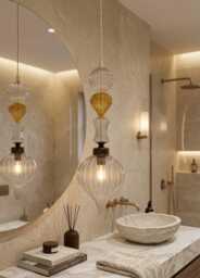 Handblown Glass Pendant Light - Smokey Grey & Yellow Decorative Ceiling Fixture - thumbnail 1