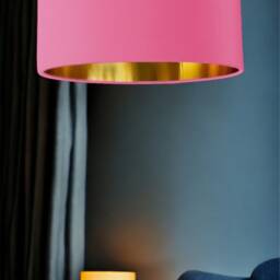 New High Quality Luxury Sugar Pink 28 Cotton Fabric Lamp Shade Pendant Light Drum Shape With Metallic Linings - thumbnail 3