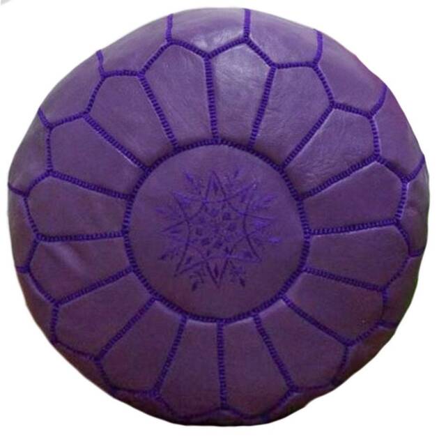 Premium Genuine Leather Moroccan Pouf Pouffe - Lavender - image 1