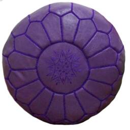 Premium Genuine Leather Moroccan Pouf Pouffe - Lavender