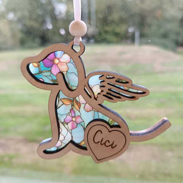 Memorial Dog Suncatcher Gift - Loss Of Christmas Tree Pet Poem - image 1