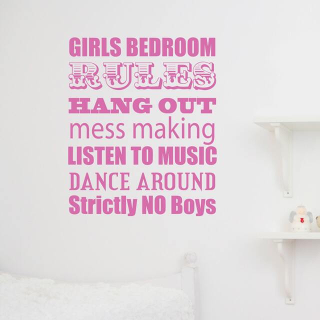 Bedroom Rules Wall Quote Girls - Decals Tattoo Art Home Decor - image 1