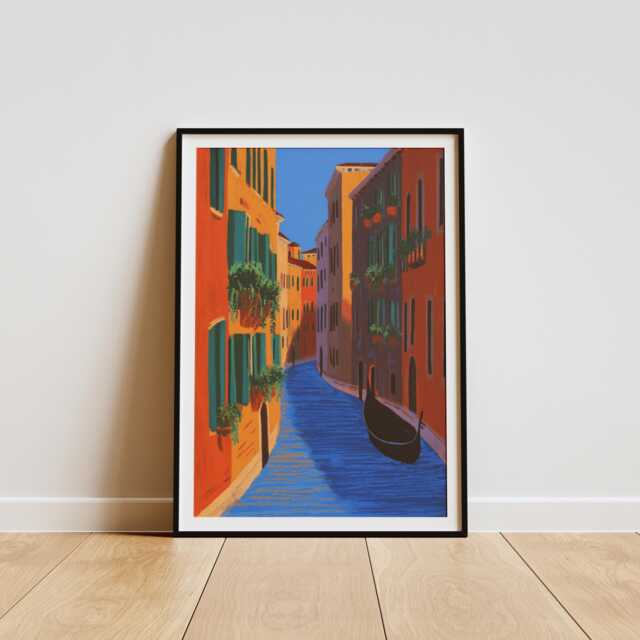 Venice Wall Art Print Gondola Canal - Italian Architecture Travel Poster - image 1