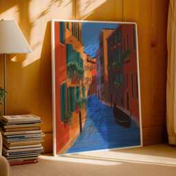 Venice Wall Art Print Gondola Canal - Italian Architecture Travel Poster - thumbnail 3