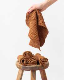 Cinnamon Waffle 5 Face Cloth Set - Soft Linen Cotton Washcloths For Daily Skincare, Baby Care Or Bath Eco Friendly, Zero Waste Towels Gift - thumbnail 1