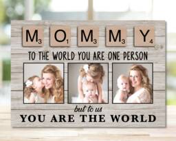Mother's Day Gift From Son, Mothers Daughter, Wood Signs - Mom Kids, Mommy Custom Photo Frame, Bespoke