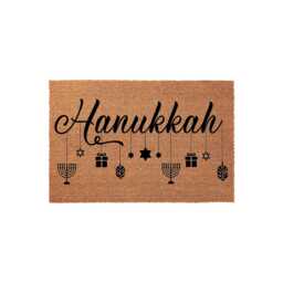 Jewish Hanukkah Doormat Menorahs, Dreidels, Presents, Welcome Mat, Door Mat - thumbnail 1