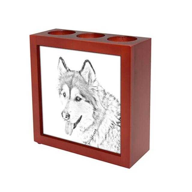Alaskan Malamute - Wooden Stand For Candles/Pens With The Image Of A Dog New Collection - image 1