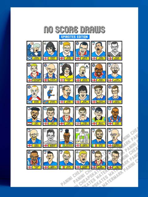 Chesterfield - No Score Draws Spireites Edition A3 Print Of 36 Hand-Drawn Wonky Panini-style Icons Football Art - image 1