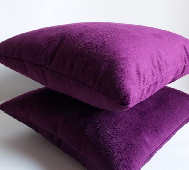 Set Of 2 Purple Velvet Pillow Covers Decorative Cushion Covers - image 1