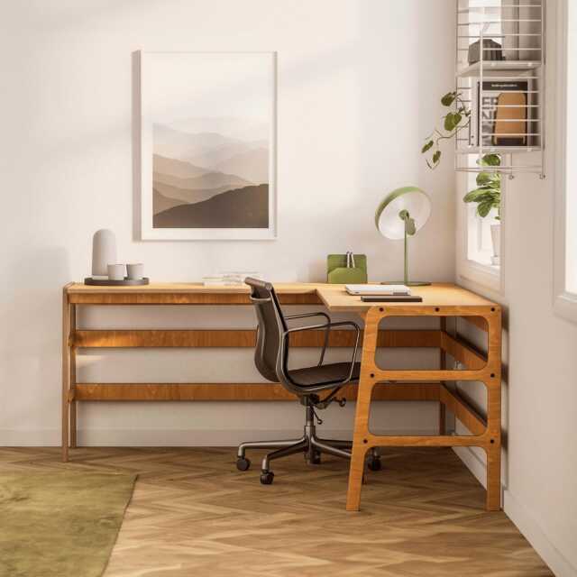 Music Studio Desk, L Shaped Custom Mid Century Modern L-Shaped Walnut Large Computer Desk - image 1