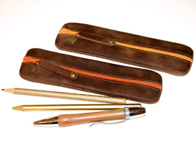 Leather Pencil Case Small Waxed Compact Waxed Leather Pencil Case - image 1