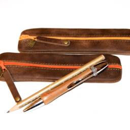 Leather Pencil Case Small Waxed Compact Waxed Leather Pencil Case - thumbnail 4
