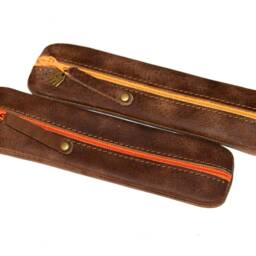 Leather Pencil Case Small Waxed Compact Waxed Leather Pencil Case - thumbnail 2