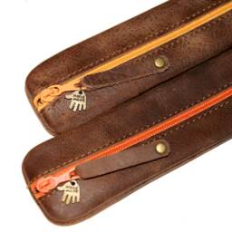 Leather Pencil Case Small Waxed Compact Waxed Leather Pencil Case - thumbnail 3