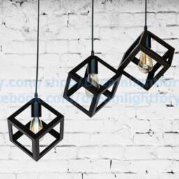 3 Cubes Iron Pendant Light Fixture Industrial Chandelier Hanging Cube Vintage Light Modern Lighting Kitchen Aged Iron - thumbnail 2