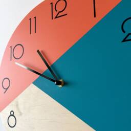 Artsy Wall Clock, Geometric Unique Multicolored Wooden Silent Clock With Numbers - thumbnail 3