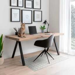 Geometric Check Pattern Vinyl Floor Protector, Creamy Chair Desk Mat, Gaming Mat - thumbnail 3