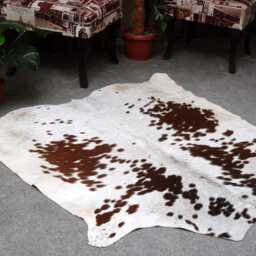 Dark Brown & White Cowhide Rug Genuine Leather Area Rug - 53x55 Inches - thumbnail 4