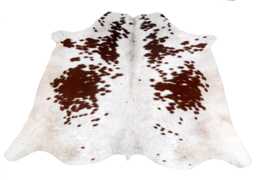 Dark Brown & White Cowhide Rug Genuine Leather Area Rug - 53x55 Inches - thumbnail 1