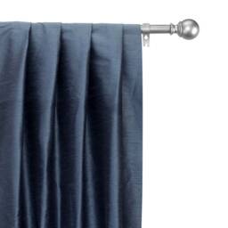 Midnight Blue Art Silk Curtain Panels, Faux Curtains - Rod Pocket, Grommet, Box Pleat, Three Pinch Tab Top & Plain Ring Top - thumbnail 1
