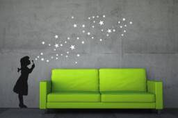 Wall Decal Star Bubble Girl, Art Decal, Soap Bubble Street Style Sticker, Vinyl , Kids Room & Home Decor - thumbnail 1