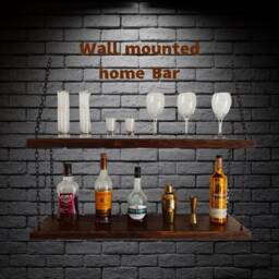 Floating Shelves, Wall Mounted Home Bar, Industrial, Rustic, Farmhouse, Handmade Shelf - thumbnail 2