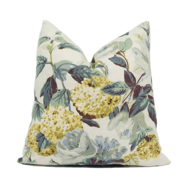 Cowtan & Tout - Rose & Hydrangea Sky/Teal Chic Classic Floral Cushion Cover Handmade Throw Pillow Designer Home D??cor - image 1