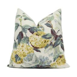 Cowtan & Tout - Rose & Hydrangea Sky/Teal Chic Classic Floral Cushion Cover Handmade Throw Pillow Designer Home D??cor - thumbnail 1