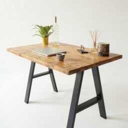 Rustic Desk With A-Frame Legs - Work From Home Made To Order Reclaimed Wood Office Industrial Steel - thumbnail 2