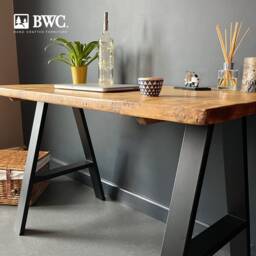 Rustic Desk With A-Frame Legs - Work From Home Made To Order Reclaimed Wood Office Industrial Steel - thumbnail 3