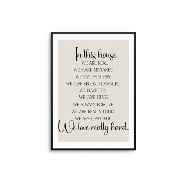 In This House Print Inspirational Family Quote, Beige Wall Art - image 1