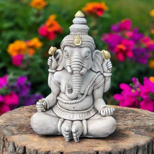 Concrete Elephant Statue Sitting Stone Figurine Cement Garden Zen Sculpture Outdoor Yard Ornament Decorative Decor Gift - image 1