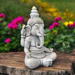 Concrete Elephant Statue Sitting Stone Figurine Cement Garden Zen Sculpture Outdoor Yard Ornament Decorative Decor Gift - thumbnail 2
