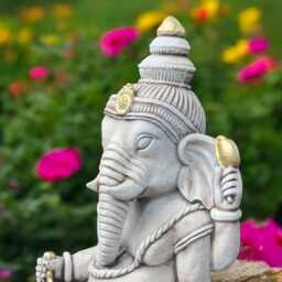 Concrete Elephant Statue Sitting Stone Figurine Cement Garden Zen Sculpture Outdoor Yard Ornament Decorative Decor Gift - thumbnail 4