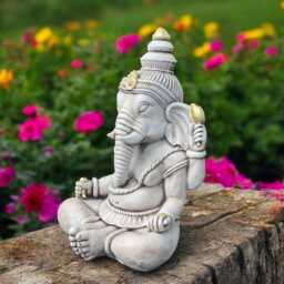 Concrete Elephant Statue Sitting Stone Figurine Cement Garden Zen Sculpture Outdoor Yard Ornament Decorative Decor Gift - thumbnail 3
