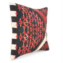 "Kilim Pillow, Wool Kilim Cousin From Anatolia, 40x40 cm, 16""x16" - thumbnail 2