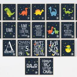 Dinosaur Nursery Prints Boys Room Decor, Kids Wall Art - thumbnail 2